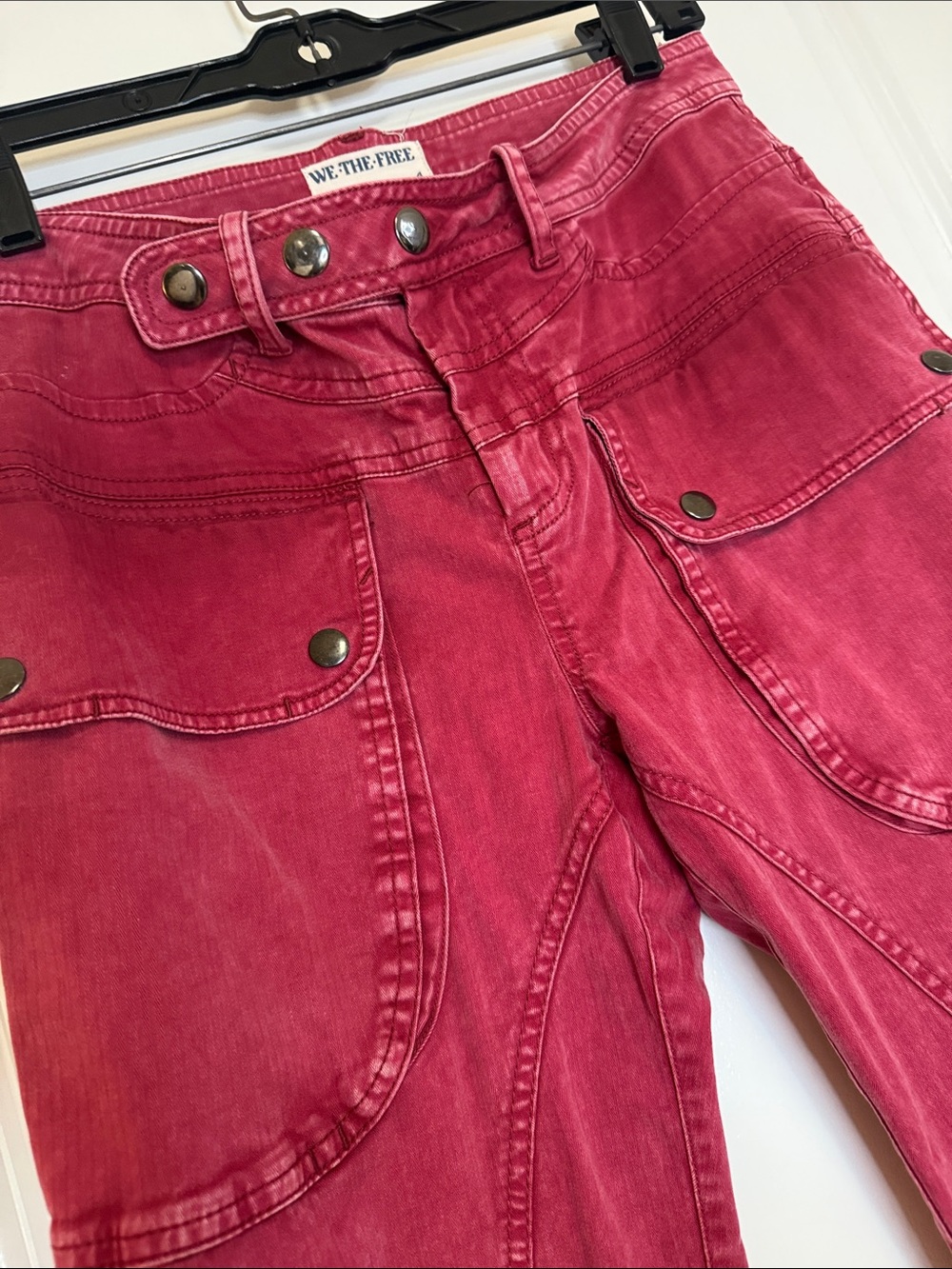 Free People Raspberry Straight-Leg Utility Jeans - Picture 3 of 7
